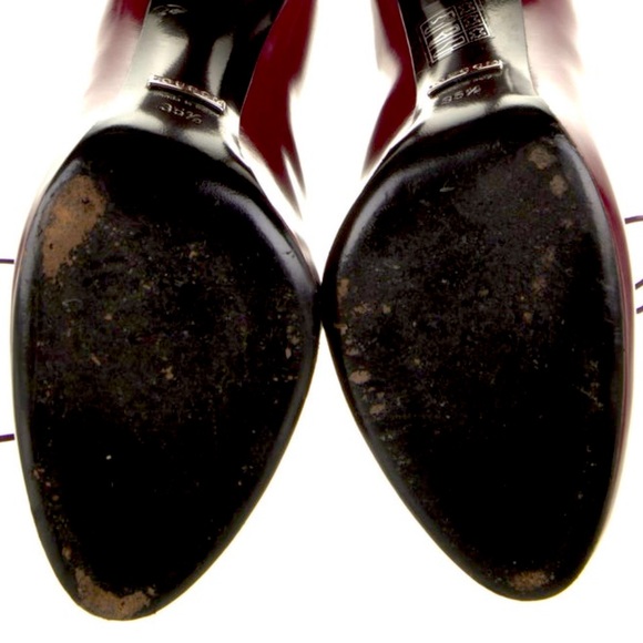 GUCCI Kim Leather Lace-Up Red Bootie IT SZ 35.5/ US SZ 5.5 - Burgundy - Picture 3 of 5